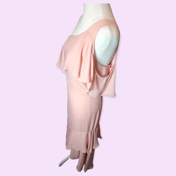 Parker Black Pink Tiered Ruffle Hi Lo Hem One Shoulder Gown Formal Dress Size 6 - Picture 5 of 9